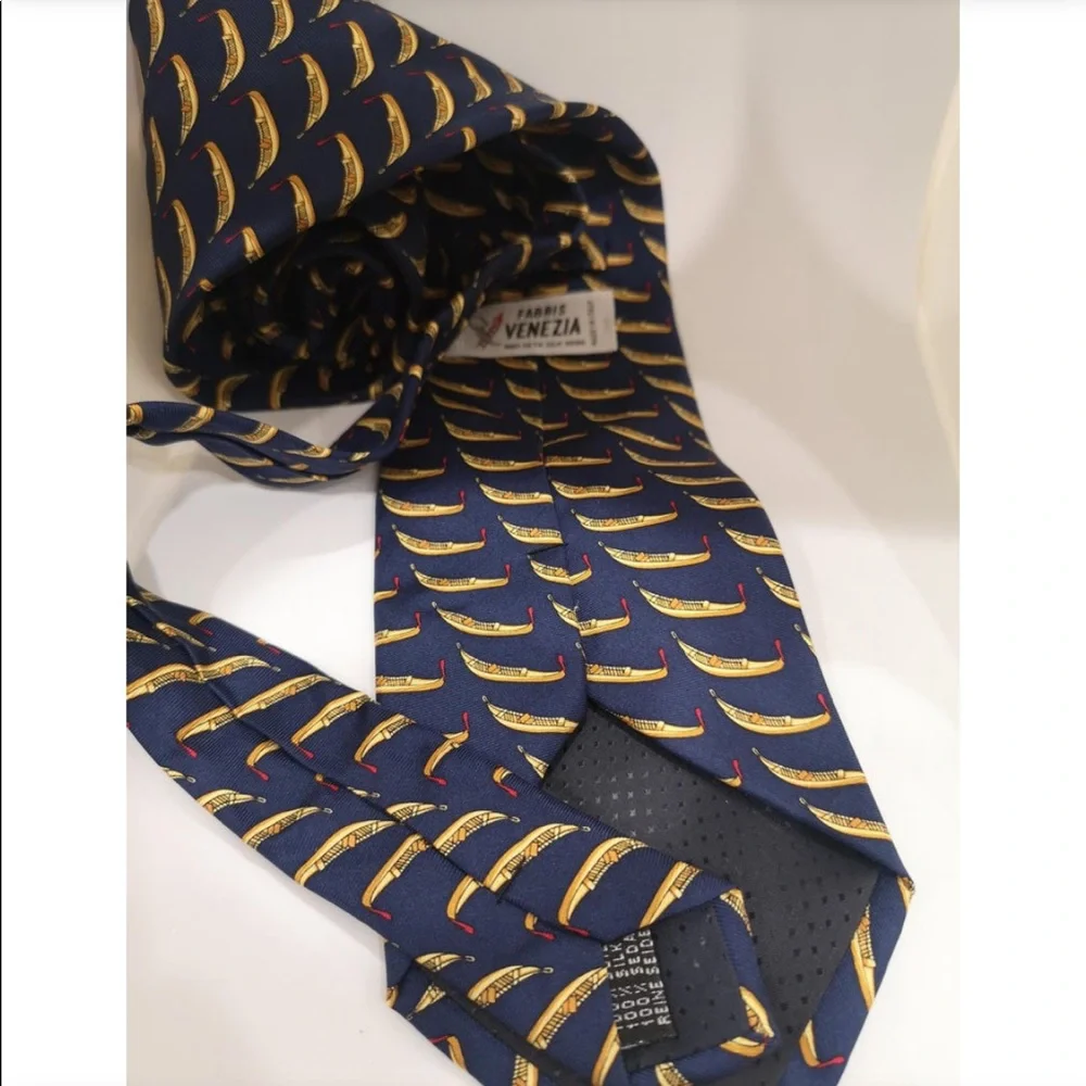 Italian silk Fabris blue gondola necktie